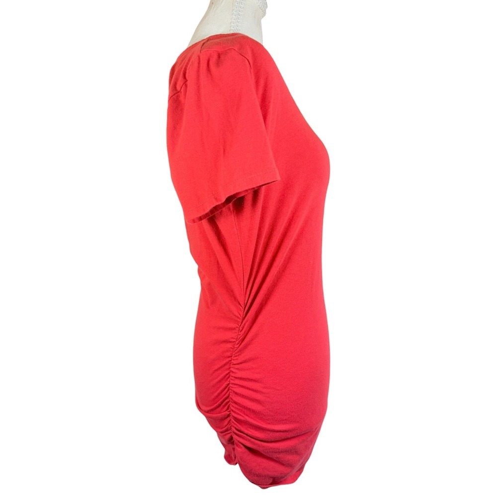 Michael Kors Dress Womens S Coral Ruched Side Zip Short Sleeve Stretch Bodycon - Picture 10 of 15